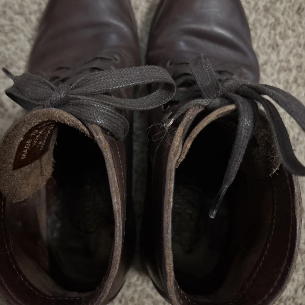 WOLVERINE 1000 MILE ORIGINAL PLAIN TOE BROWN LEATHER ANKLE BOOTS 8D Made In USA